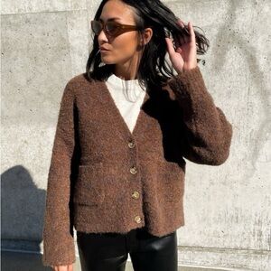 Le Bon Shoppe “CHAUD” BROWN CARDIGAN sweater